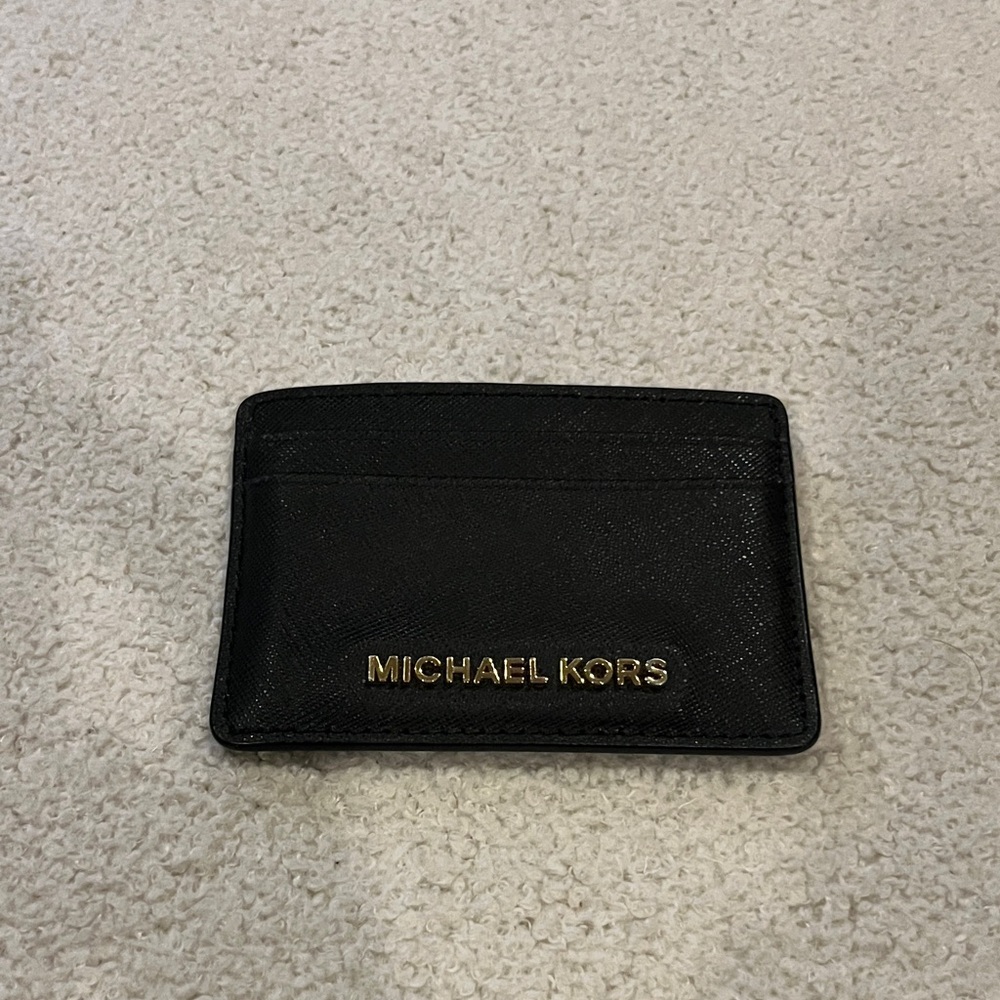 Michael Kors Black Card Holder with Gold Logo